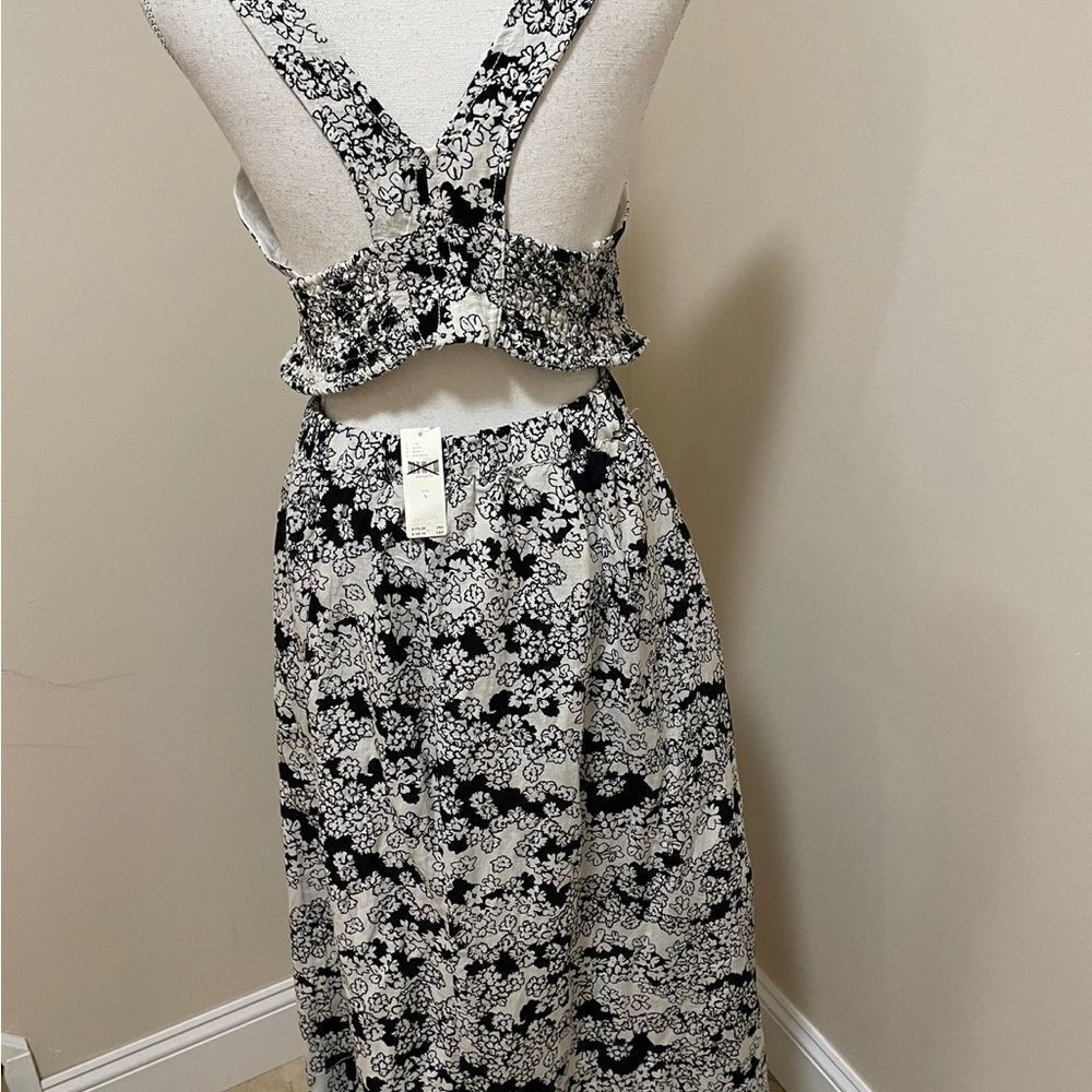 NWT Anthropologie floral black white printed midi sundress sleeveless  Size S - Picture 5 of 10